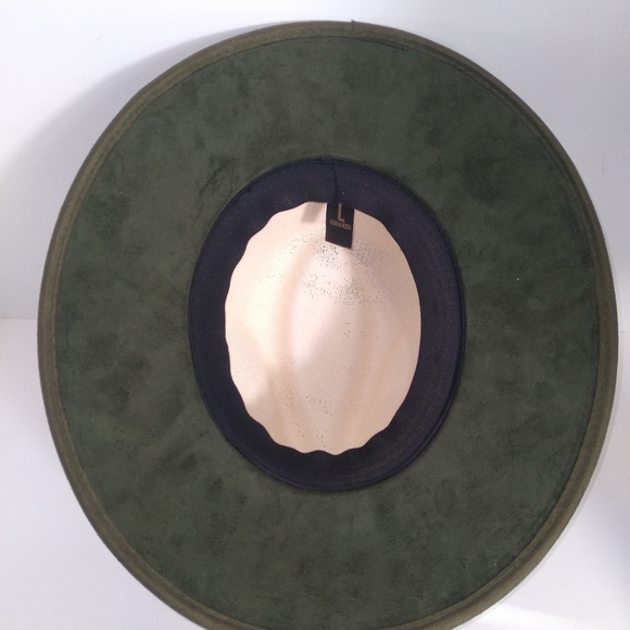 ANPA LIVING THE STYLE Mens Green Faux Suede And 100% Straw Handmade Fedora Hat - Picture 6 of 8